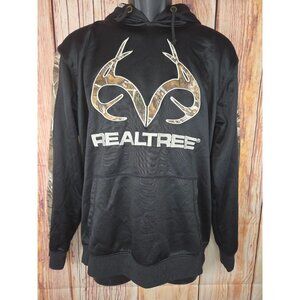 Realtree Mens Black Hoodie Medium Camo Logo